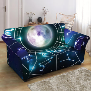 Galaxy Zodiac Wheel Print Loveseat Slipcover