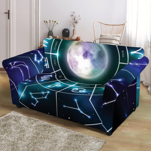 Galaxy Zodiac Wheel Print Loveseat Slipcover