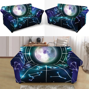 Galaxy Zodiac Wheel Print Loveseat Slipcover