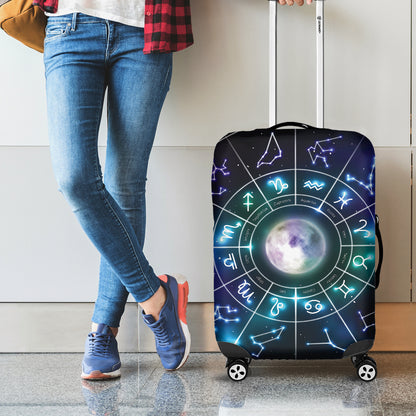 Galaxy Zodiac Wheel Print Luggage Cover