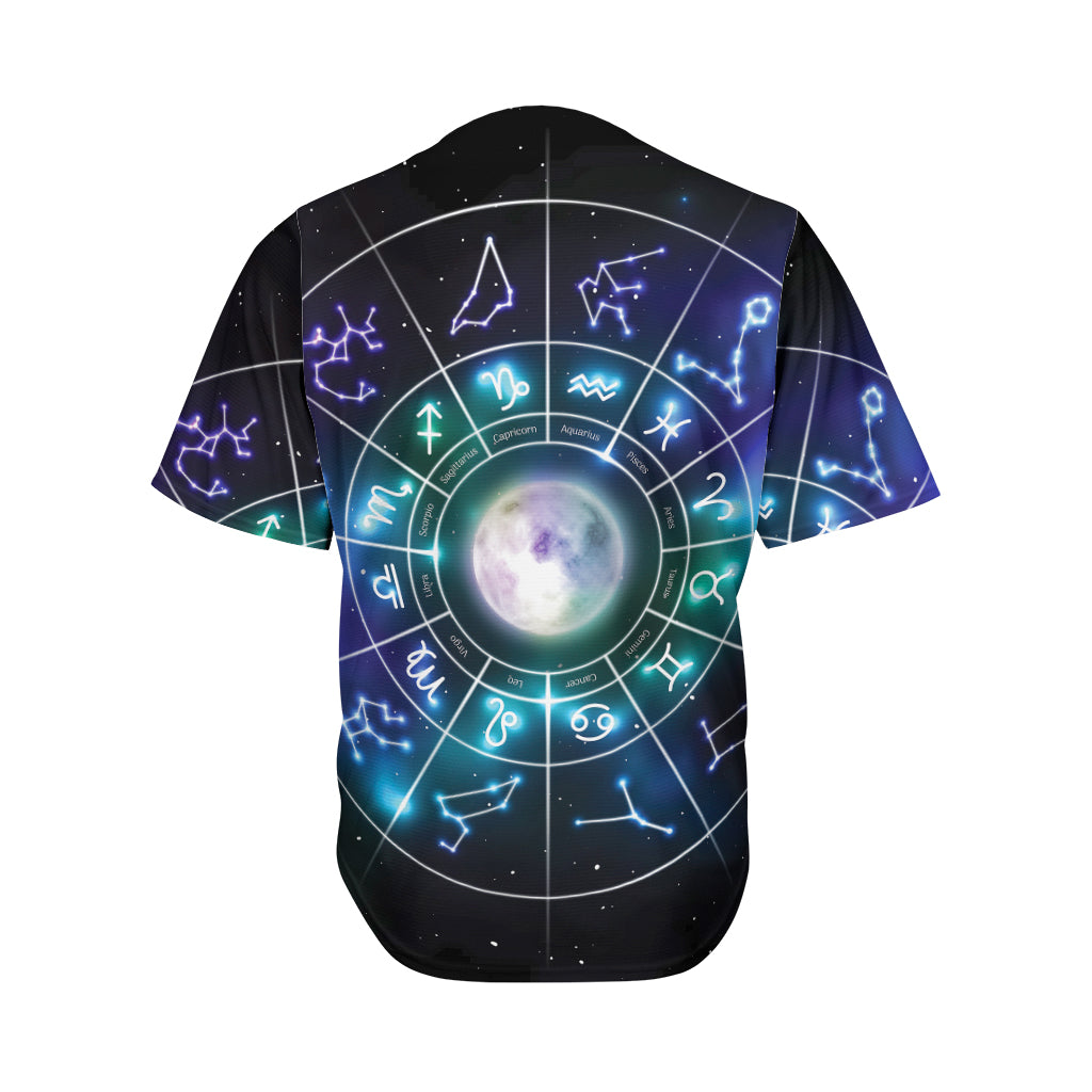 Galaxy Zodiac Wheel Print Men's Baseball Jersey