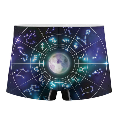 Galaxy Zodiac Wheel Print Men's Boxer Briefs