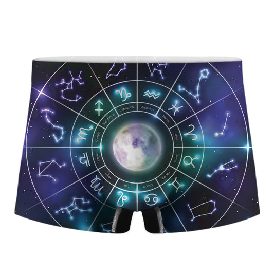 Galaxy Zodiac Wheel Print Men's Boxer Briefs