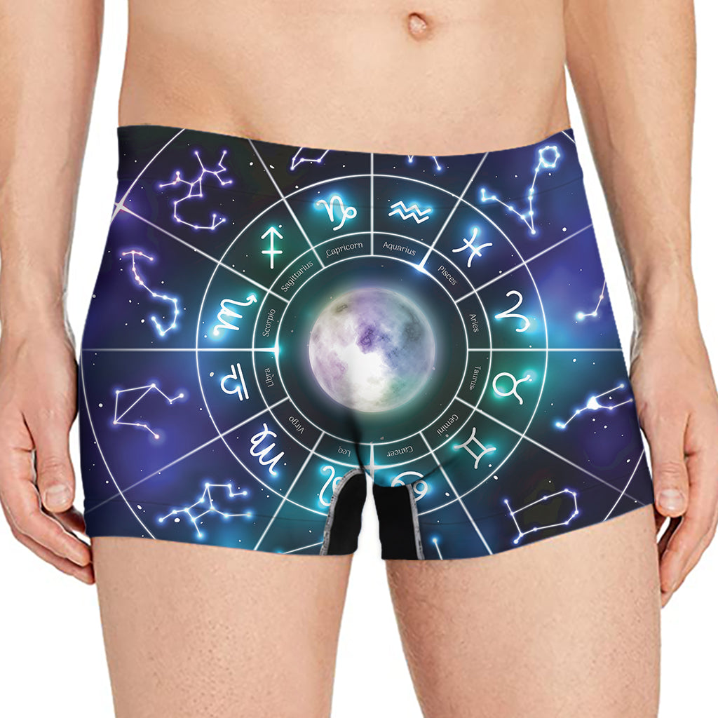 Galaxy Zodiac Wheel Print Men's Boxer Briefs