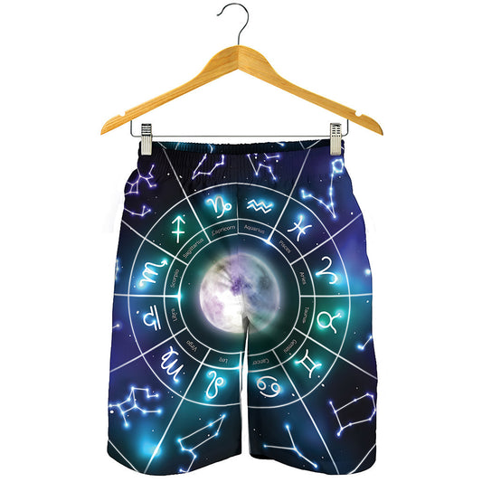Galaxy Zodiac Wheel Print Men's Shorts