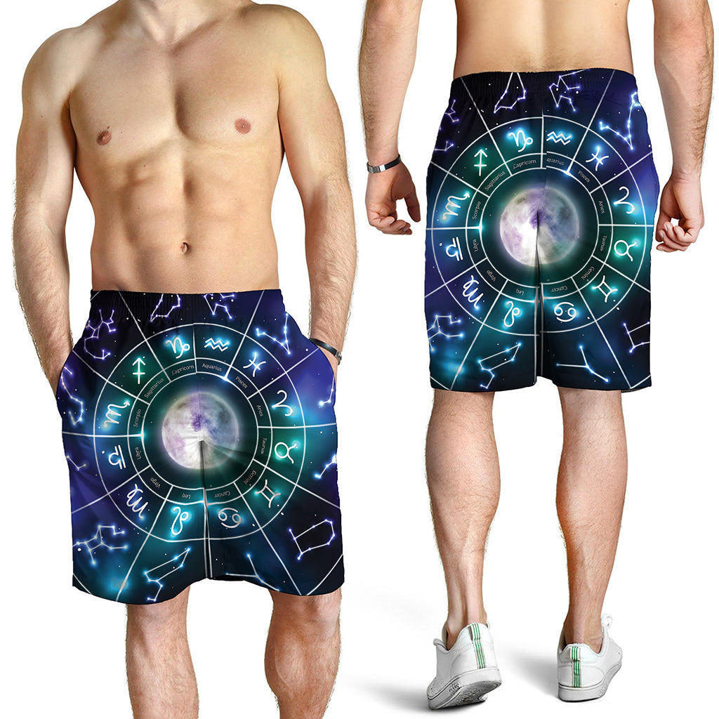 Galaxy Zodiac Wheel Print Men's Shorts