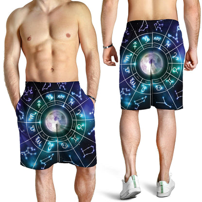 Galaxy Zodiac Wheel Print Men's Shorts