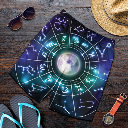 Galaxy Zodiac Wheel Print Men's Shorts