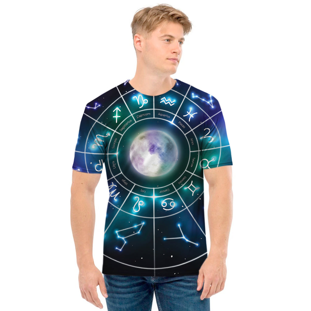 Galaxy Zodiac Wheel Print Men's T-Shirt