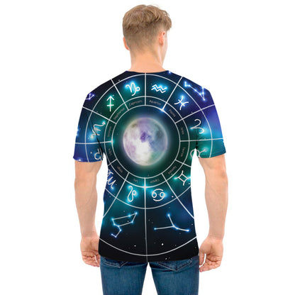 Galaxy Zodiac Wheel Print Men's T-Shirt