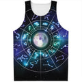 Galaxy Zodiac Wheel Print Men's Tank Top