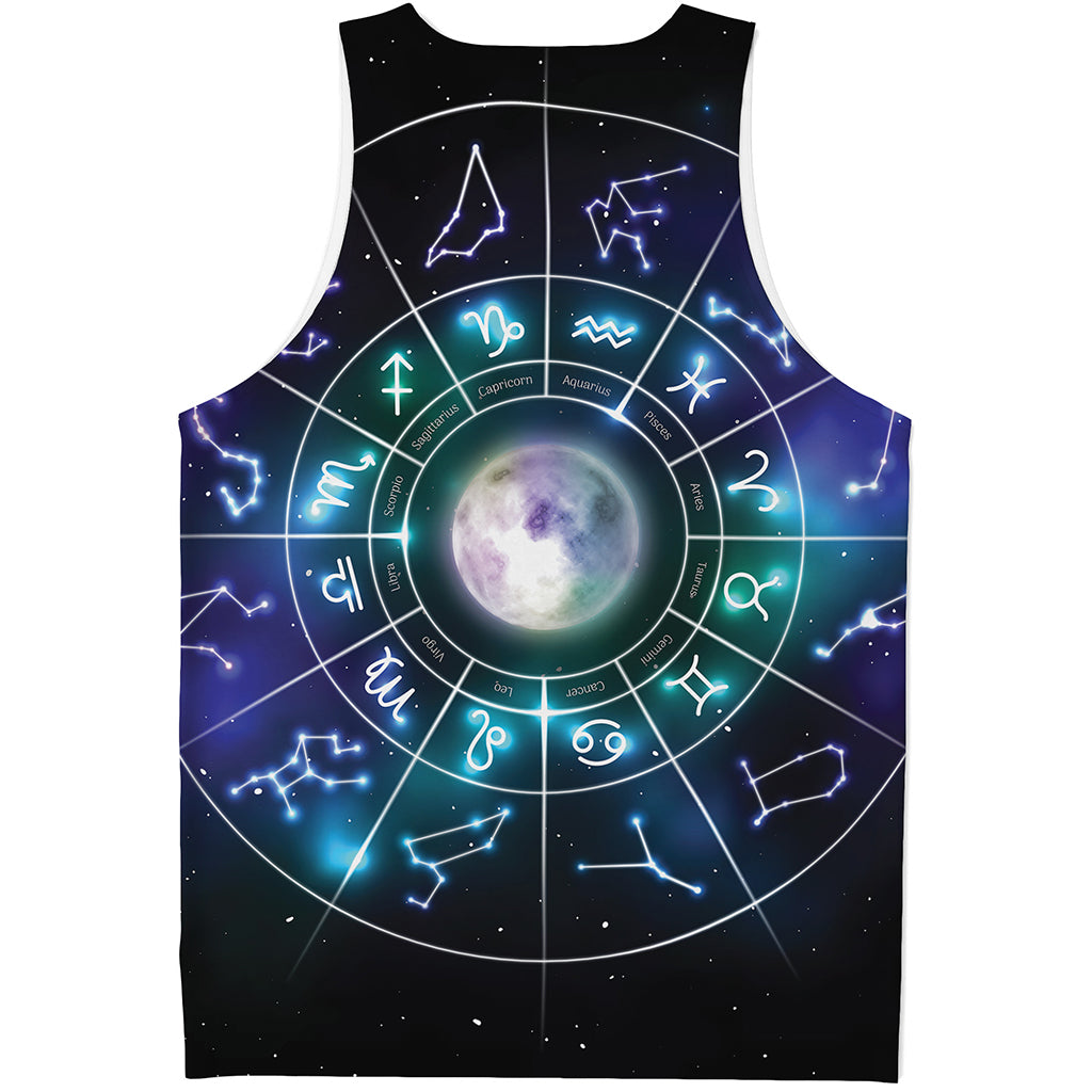 Galaxy Zodiac Wheel Print Men's Tank Top