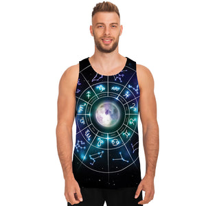 Galaxy Zodiac Wheel Print Men's Tank Top