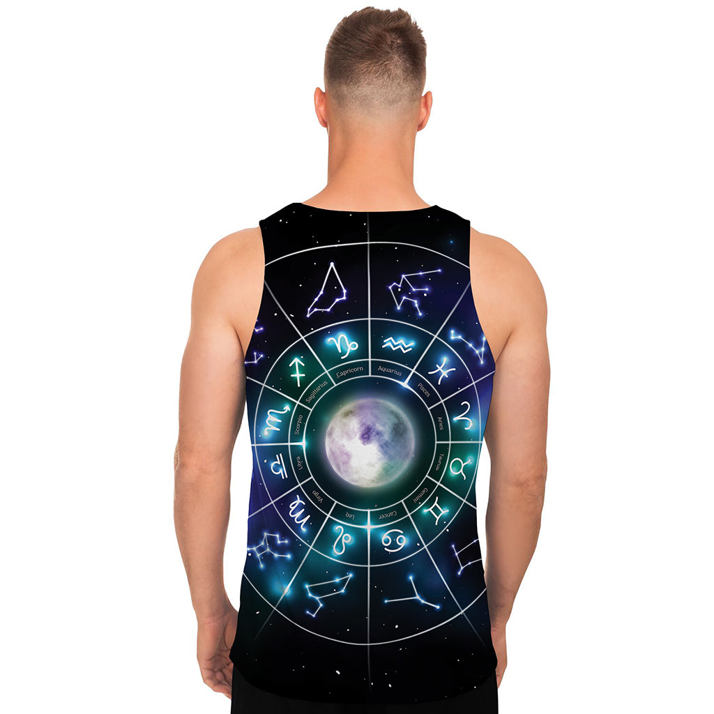 Galaxy Zodiac Wheel Print Men's Tank Top
