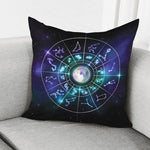 Galaxy Zodiac Wheel Print Pillow Cover