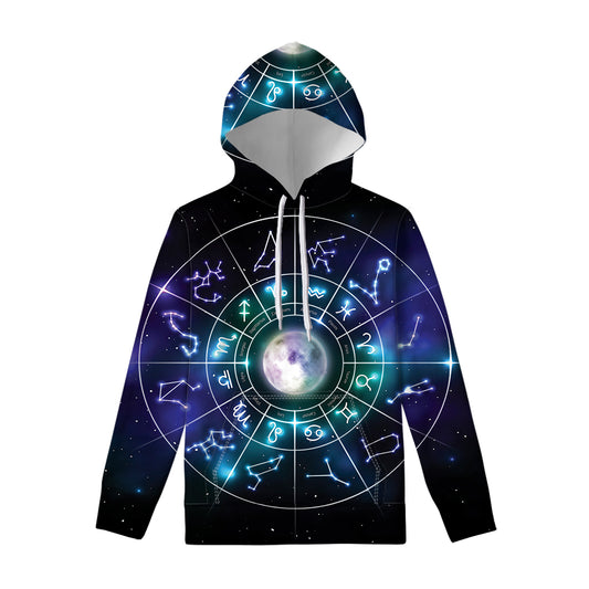 Galaxy Zodiac Wheel Print Pullover Hoodie