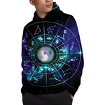 Galaxy Zodiac Wheel Print Pullover Hoodie