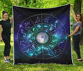 Galaxy Zodiac Wheel Print Quilt