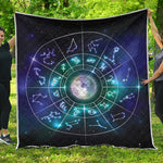 Galaxy Zodiac Wheel Print Quilt