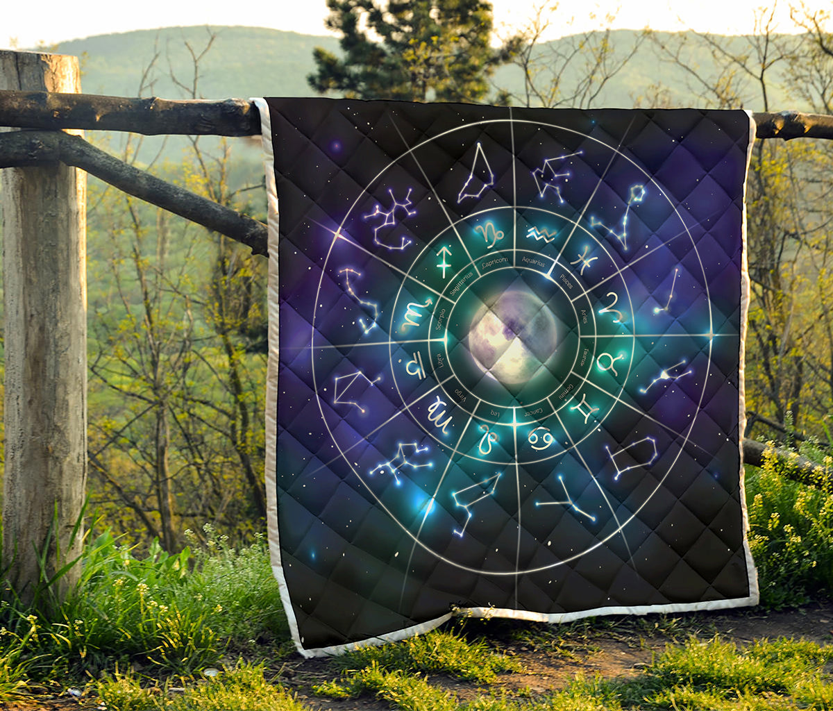 Galaxy Zodiac Wheel Print Quilt