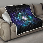 Galaxy Zodiac Wheel Print Quilt