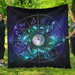 Galaxy Zodiac Wheel Print Quilt