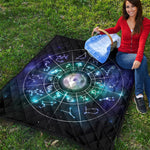 Galaxy Zodiac Wheel Print Quilt