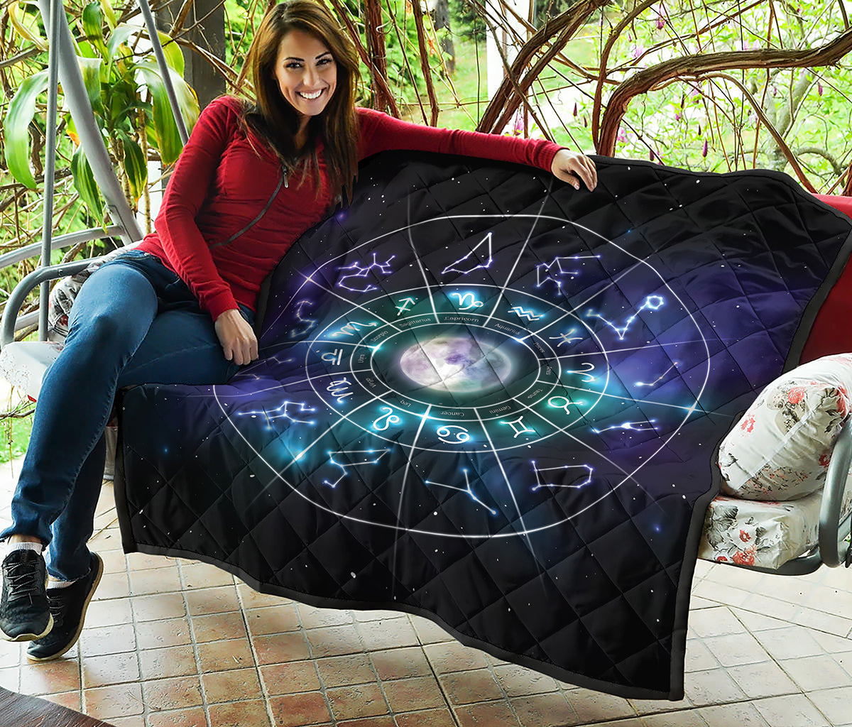 Galaxy Zodiac Wheel Print Quilt