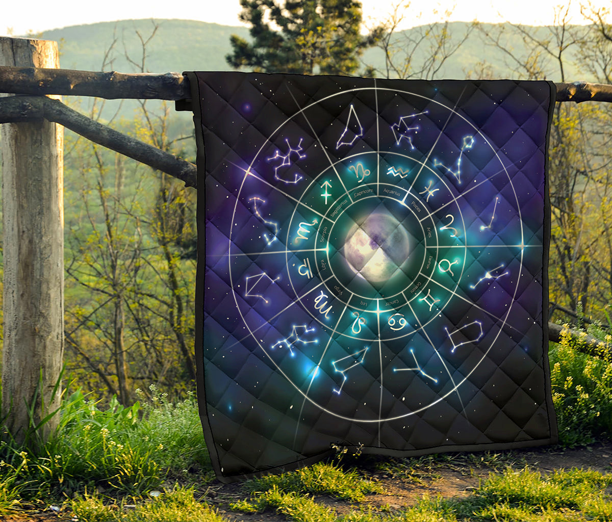 Galaxy Zodiac Wheel Print Quilt