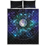 Galaxy Zodiac Wheel Print Quilt Bed Set