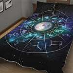 Galaxy Zodiac Wheel Print Quilt Bed Set