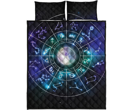 Galaxy Zodiac Wheel Print Quilt Bed Set