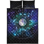 Galaxy Zodiac Wheel Print Quilt Bed Set