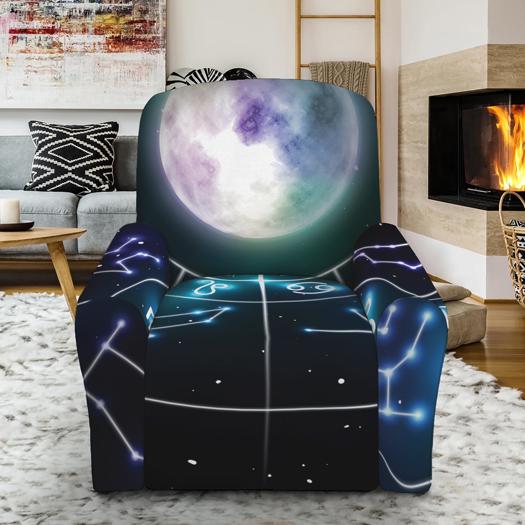 Galaxy Zodiac Wheel Print Recliner Slipcover