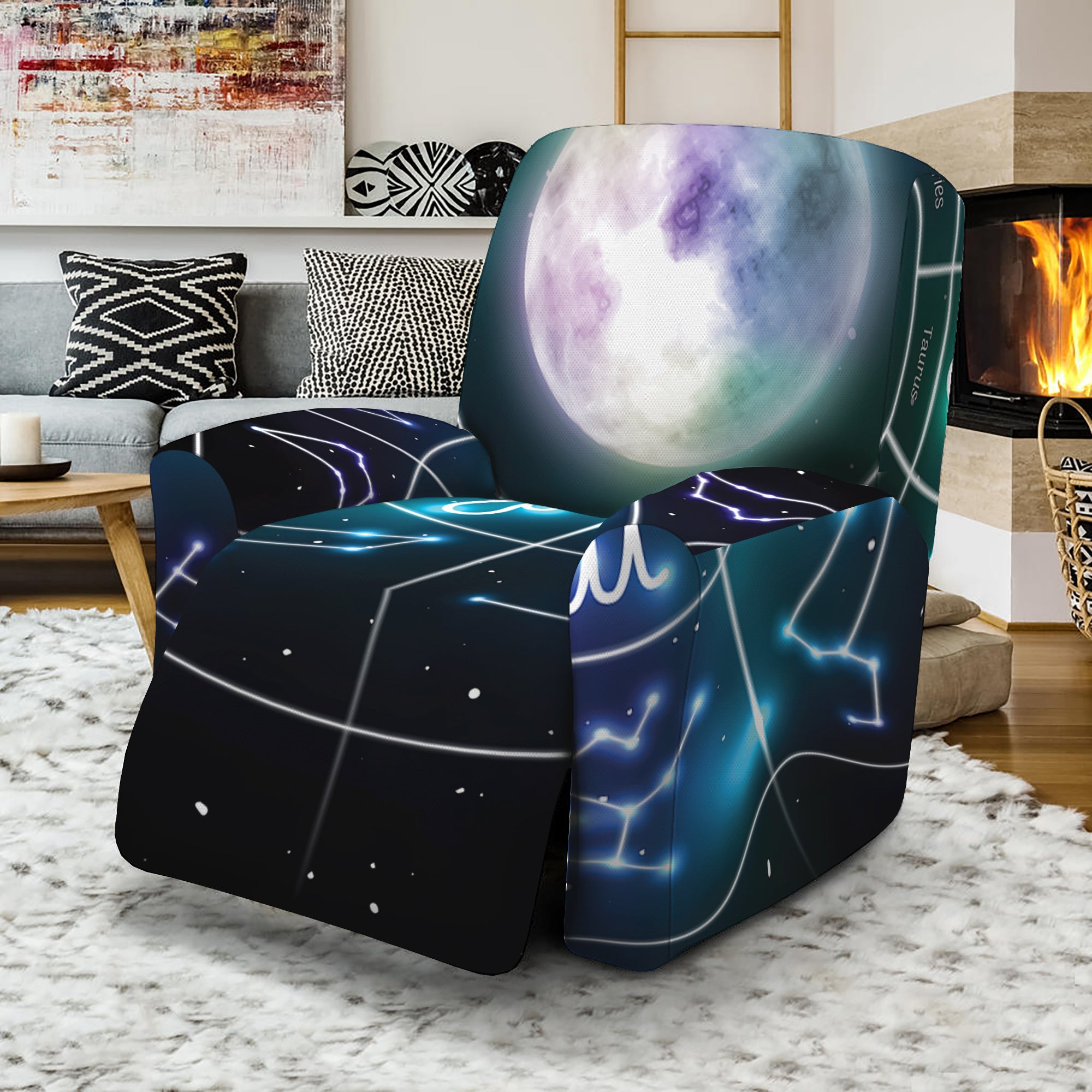 Galaxy Zodiac Wheel Print Recliner Slipcover