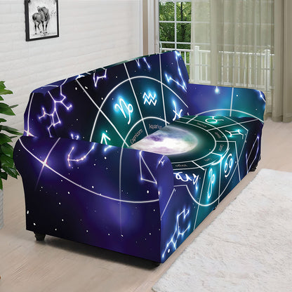 Galaxy Zodiac Wheel Print Sofa Cover