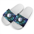 Galaxy Zodiac Wheel Print White Slide Sandals