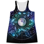 Galaxy Zodiac Wheel Print Women's Racerback Tank Top