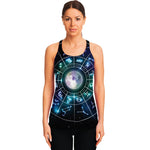 Galaxy Zodiac Wheel Print Women's Racerback Tank Top