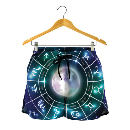 Galaxy Zodiac Wheel Print Women's Shorts