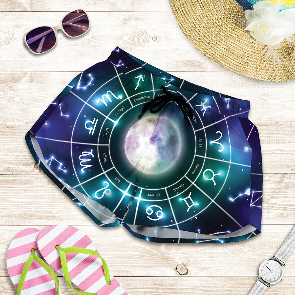 Galaxy Zodiac Wheel Print Women's Shorts