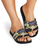 Garter Snake Print Black Slide Sandals