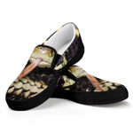 Garter Snake Print Black Slip On Shoes