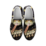 Garter Snake Print Black Slip On Shoes