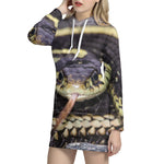 Garter Snake Print Pullover Hoodie Dress