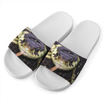 Garter Snake Print White Slide Sandals