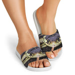 Garter Snake Print White Slide Sandals