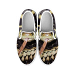 Garter Snake Print White Slip On Shoes