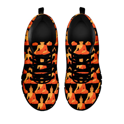 Gautama Buddha Pattern Print Black Sneakers