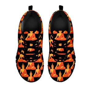 Gautama Buddha Pattern Print Black Sneakers